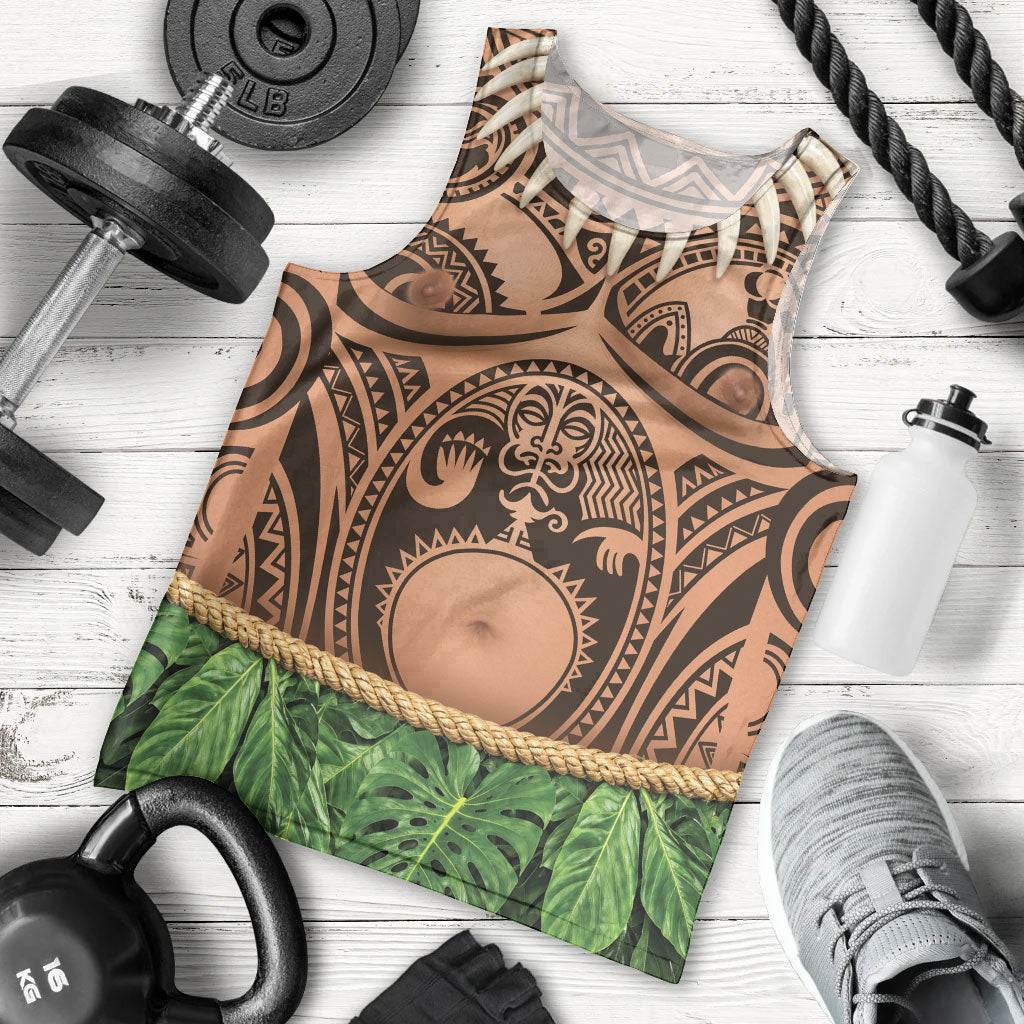 Hawaii Warrior Tattoo Inspired Men Tank Top Tropical Leaf Skirt Costume LT05 - Polynesian Pride