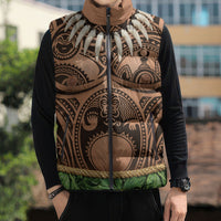 Hawaii Warrior Tattoo Inspired Sleeveless Puffer Jacket Tropical Leaf Skirt Costume LT05 - Polynesian Pride