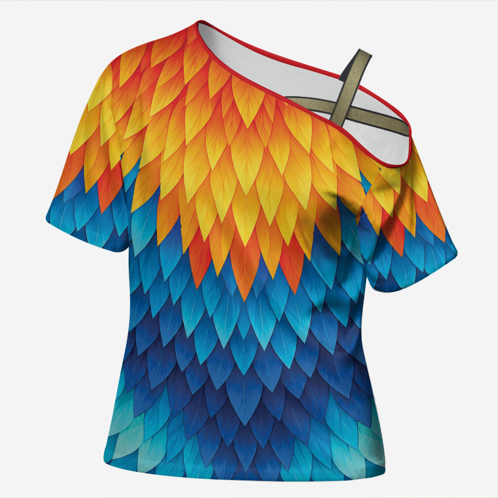 Polynesia Colorful Rooster Costume Cross Shoulder Shirt