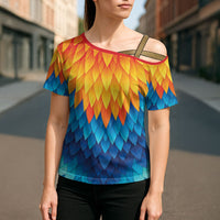 Polynesia Colorful Rooster Costume Cross Shoulder Shirt