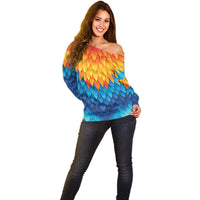 Polynesia Colorful Rooster Costume Off Shoulder Sweater