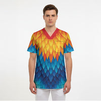 Polynesia Colorful Rooster Costume Scrub Top LT05 - Polynesian Pride