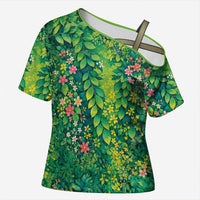 Polynesian Enchanted Mother Nature Costume Cross Shoulder Shirt LT05 Female Green - Polynesian Pride