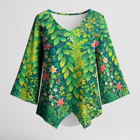 Polynesian Enchanted Mother Nature Costume Kimono Sleeve Blouse LT05 Female Green - Polynesian Pride
