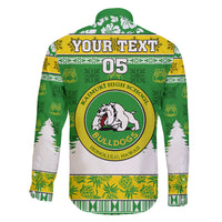 Custom Hawaii Kaimuki High School Christmas Family Matching Off Shoulder Long Sleeve Dress and Hawaiian Shirt Tropical Santa Claus LT05 - Polynesian Pride