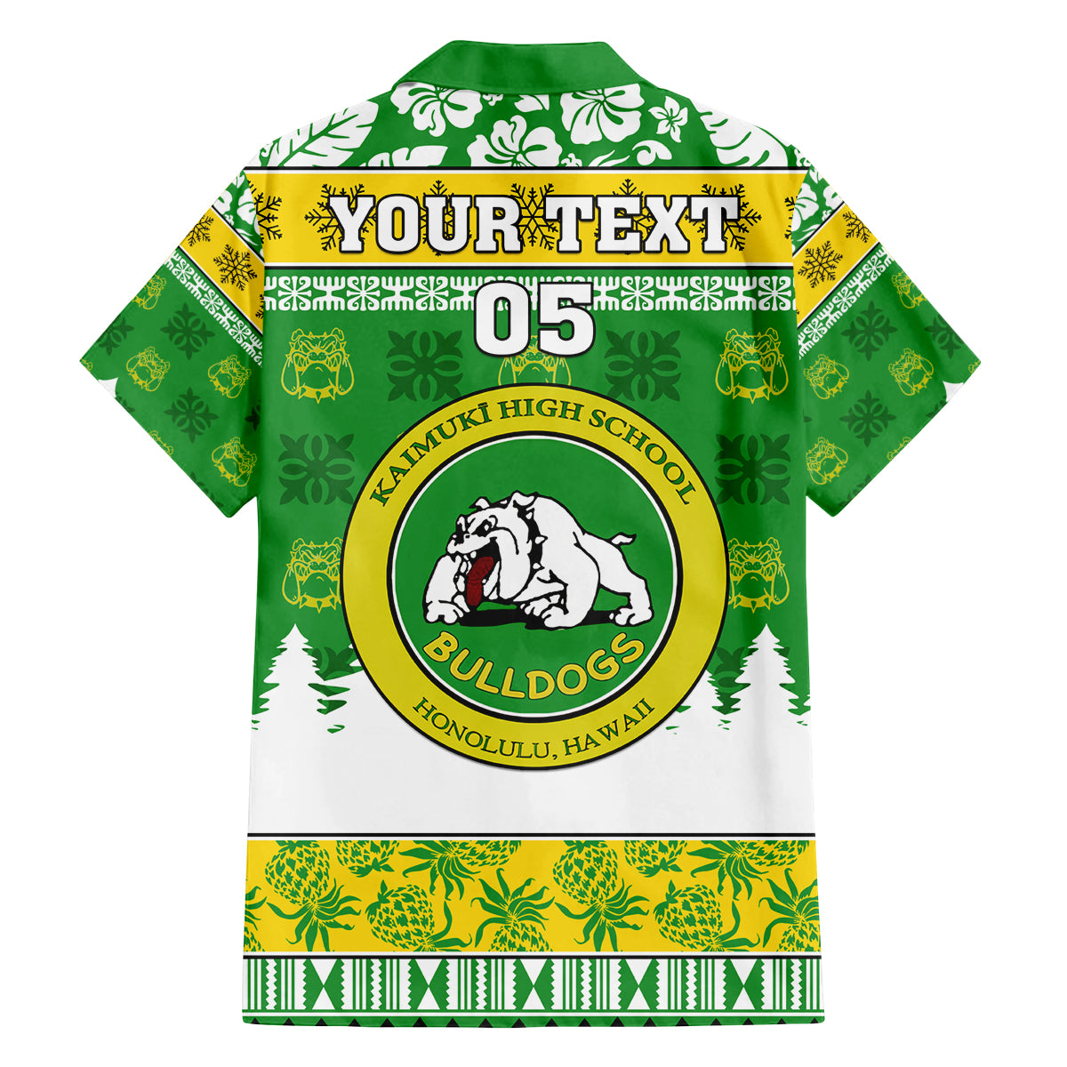Custom Hawaii Kaimuki High School Christmas Family Matching Off Shoulder Short Dress and Hawaiian Shirt Tropical Santa Claus LT05 - Polynesian Pride