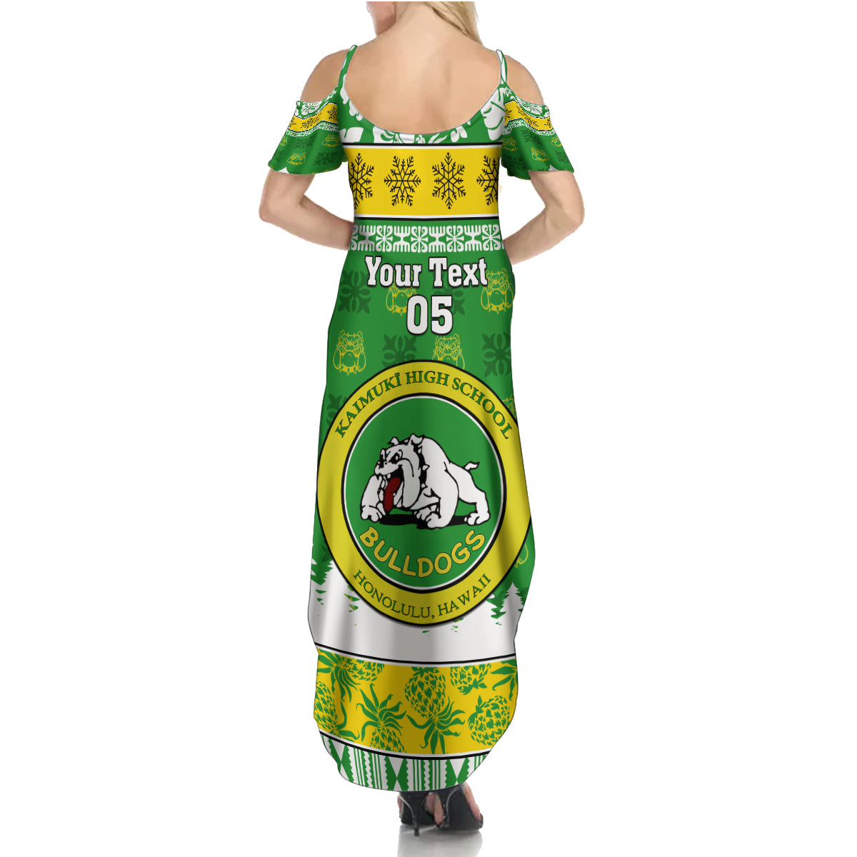 Custom Hawaii Kaimuki High School Christmas Family Matching Summer Maxi Dress and Hawaiian Shirt Tropical Santa Claus LT05 - Polynesian Pride