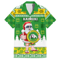 Custom Hawaii Kaimuki High School Christmas Family Matching Tank Maxi Dress and Hawaiian Shirt Tropical Santa Claus LT05 Dad's Shirt - Short Sleeve Green - Polynesian Pride