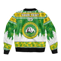 Custom Hawaii Kaimuki High School Christmas Sleeve Zip Bomber Jacket Tropical Santa Claus LT05 - Polynesian Pride