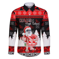 Custom Hawaii Kalani High School Christmas Family Matching Off Shoulder Maxi Dress and Hawaiian Shirt Tropical Santa Claus LT05 Dad's Shirt - Long Sleeve Red - Polynesian Pride