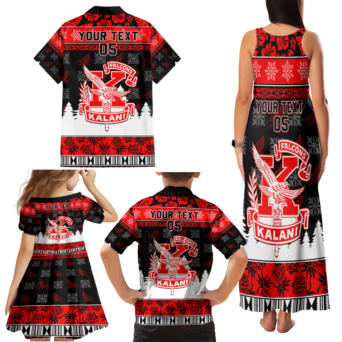 Custom Hawaii Kalani High School Christmas Family Matching Tank Maxi Dress and Hawaiian Shirt Tropical Santa Claus LT05 - Polynesian Pride
