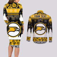 Custom Hawaii Nanakuli High and Intermediate School Christmas Couples Matching Long Sleeve Bodycon Dress and Long Sleeve Button Shirt Tropical Santa Claus LT05 - Polynesian Pride