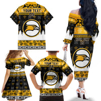 Custom Hawaii Nanakuli High and Intermediate School Christmas Family Matching Off Shoulder Long Sleeve Dress and Hawaiian Shirt Tropical Santa Claus LT05 - Polynesian Pride