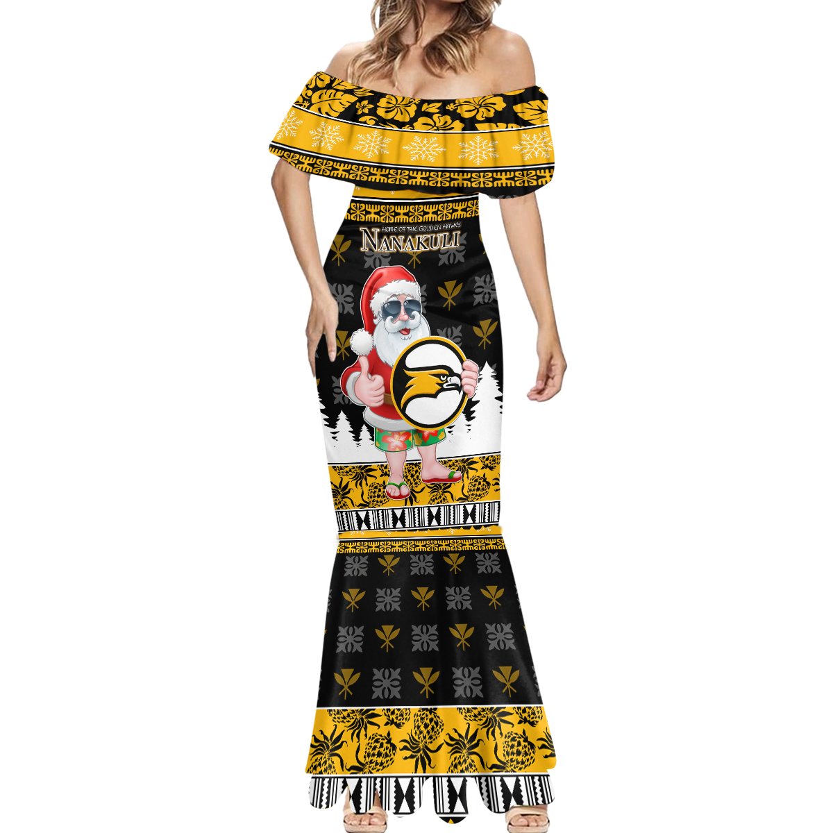 Custom Hawaii Nanakuli High and Intermediate School Christmas Mermaid Dress Tropical Santa Claus LT05 - Polynesian Pride