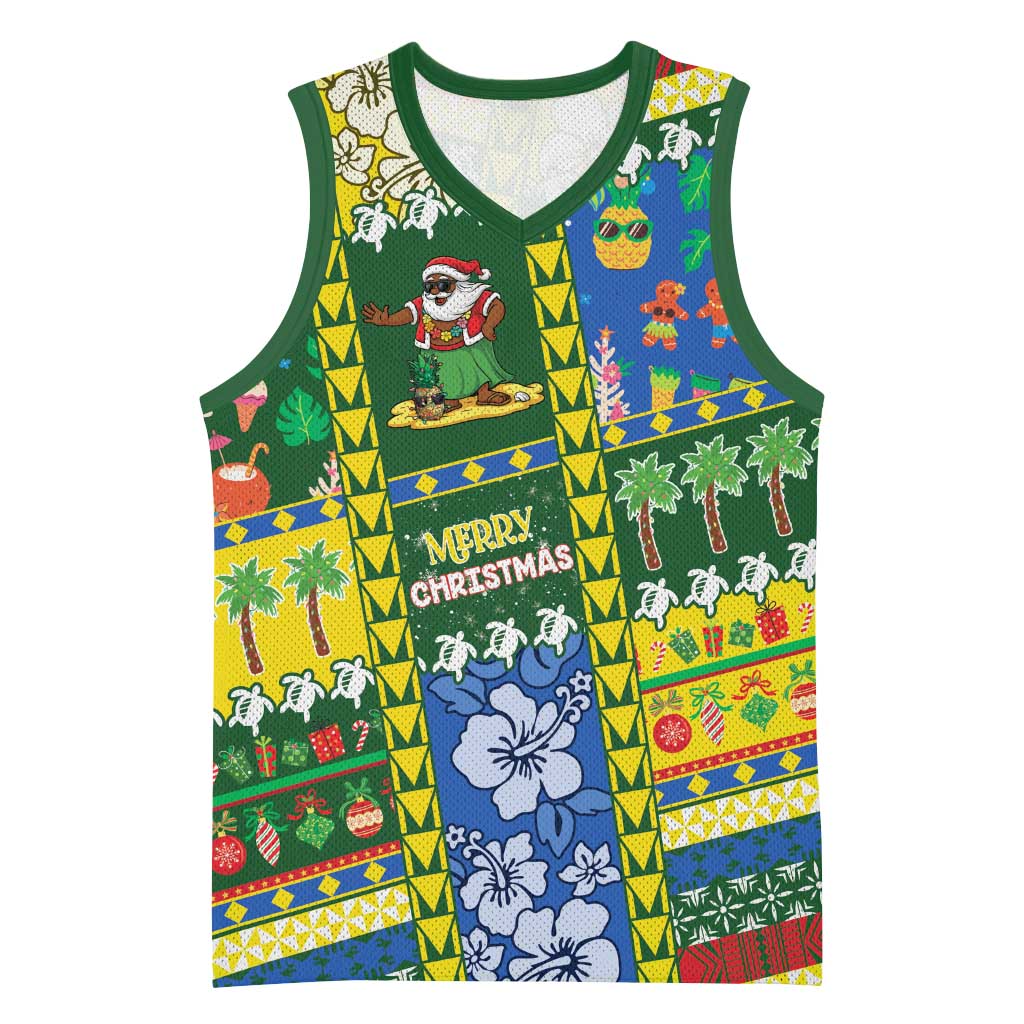 Solomon Islands Christmas Basketball Jersey Festive Beach Vibes LT05 Unisex Green - Polynesian Pride