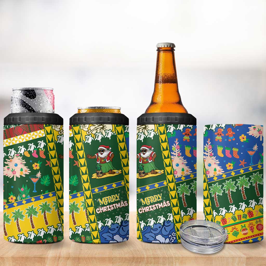 Solomon Islands Christmas 4 in 1 Can Cooler Tumbler Festive Beach Vibes LT05 - Polynesian Pride