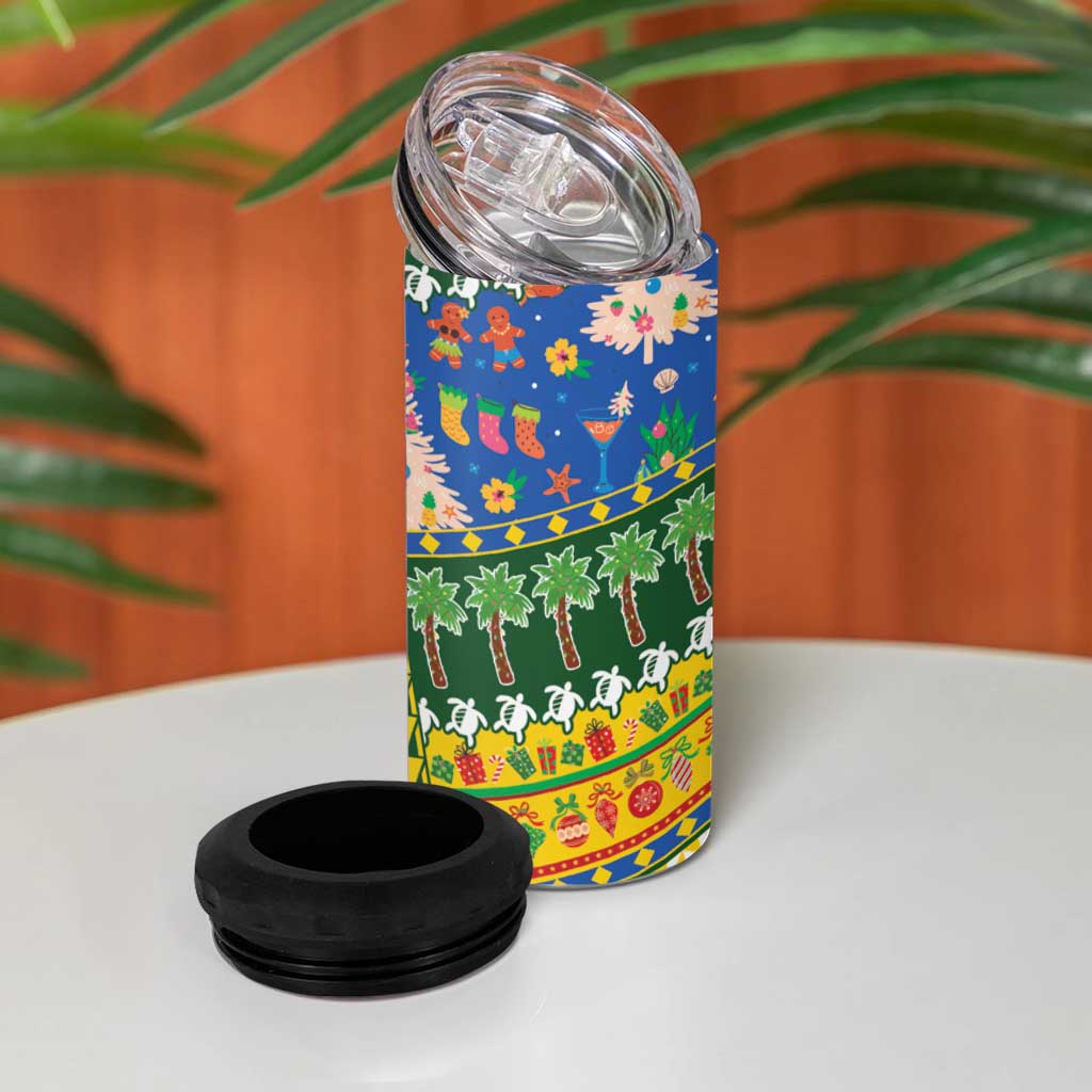 Solomon Islands Christmas 4 in 1 Can Cooler Tumbler Festive Beach Vibes LT05 - Polynesian Pride