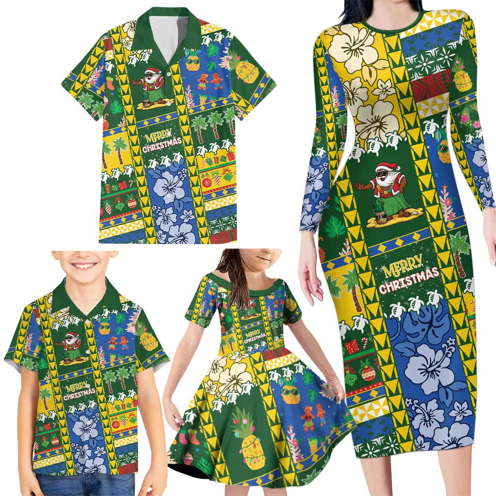 Solomon Islands Christmas Family Matching Long Sleeve Bodycon Dress and Hawaiian Shirt Festive Beach Vibes - Polynesian Pride