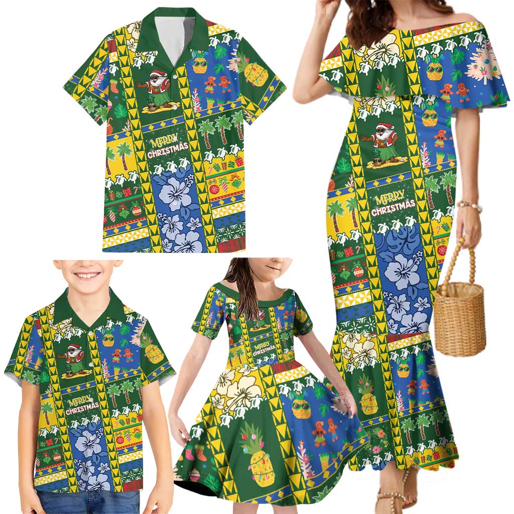 Solomon Islands Christmas Family Matching Mermaid Dress and Hawaiian Shirt Festive Beach Vibes - Polynesian Pride