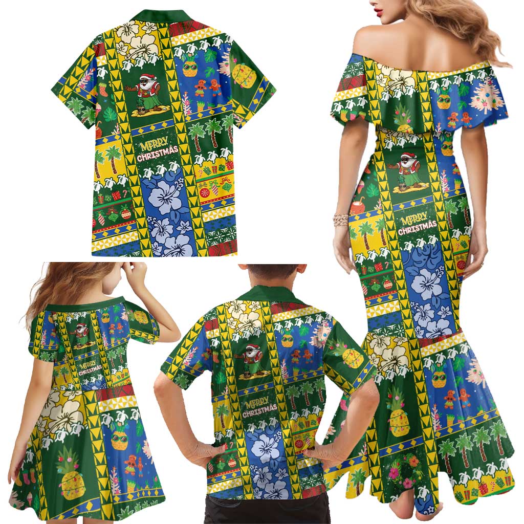 Solomon Islands Christmas Family Matching Mermaid Dress and Hawaiian Shirt Festive Beach Vibes LT05 - Polynesian Pride