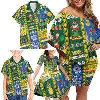 Solomon Islands Christmas Family Matching Off Shoulder Short Dress and Hawaiian Shirt Festive Beach Vibes LT05 - Polynesian Pride