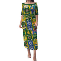 Solomon Islands Christmas Family Matching Puletasi and Hawaiian Shirt Festive Beach Vibes LT05 Mom's Dress Green - Polynesian Pride