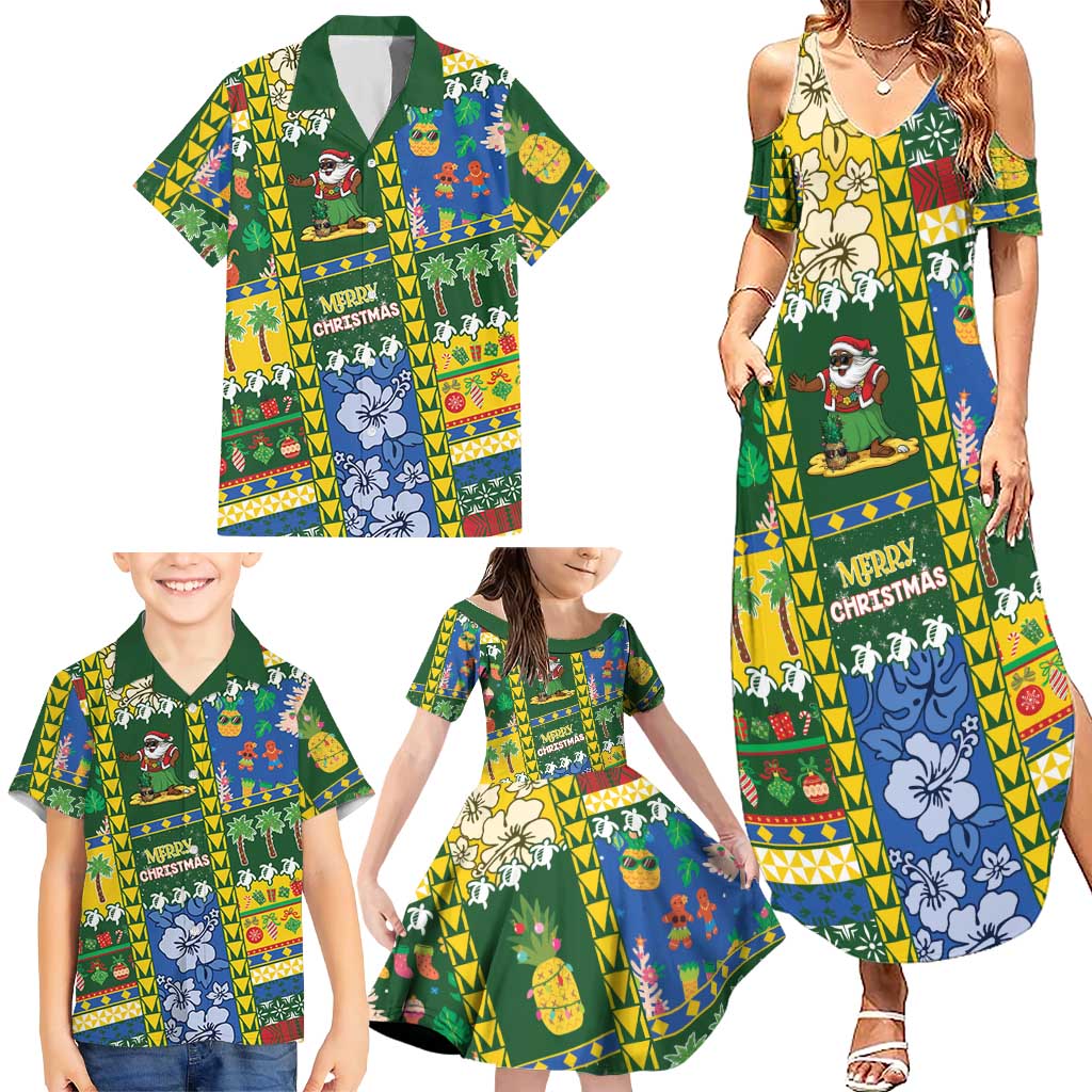 Solomon Islands Christmas Family Matching Summer Maxi Dress and Hawaiian Shirt Festive Beach Vibes LT05 - Polynesian Pride