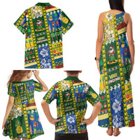 Solomon Islands Christmas Family Matching Tank Maxi Dress and Hawaiian Shirt Festive Beach Vibes LT05 - Polynesian Pride