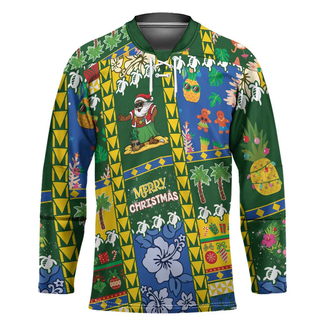 Solomon Islands Christmas Hockey Jersey Festive Beach Vibes - Polynesian Pride