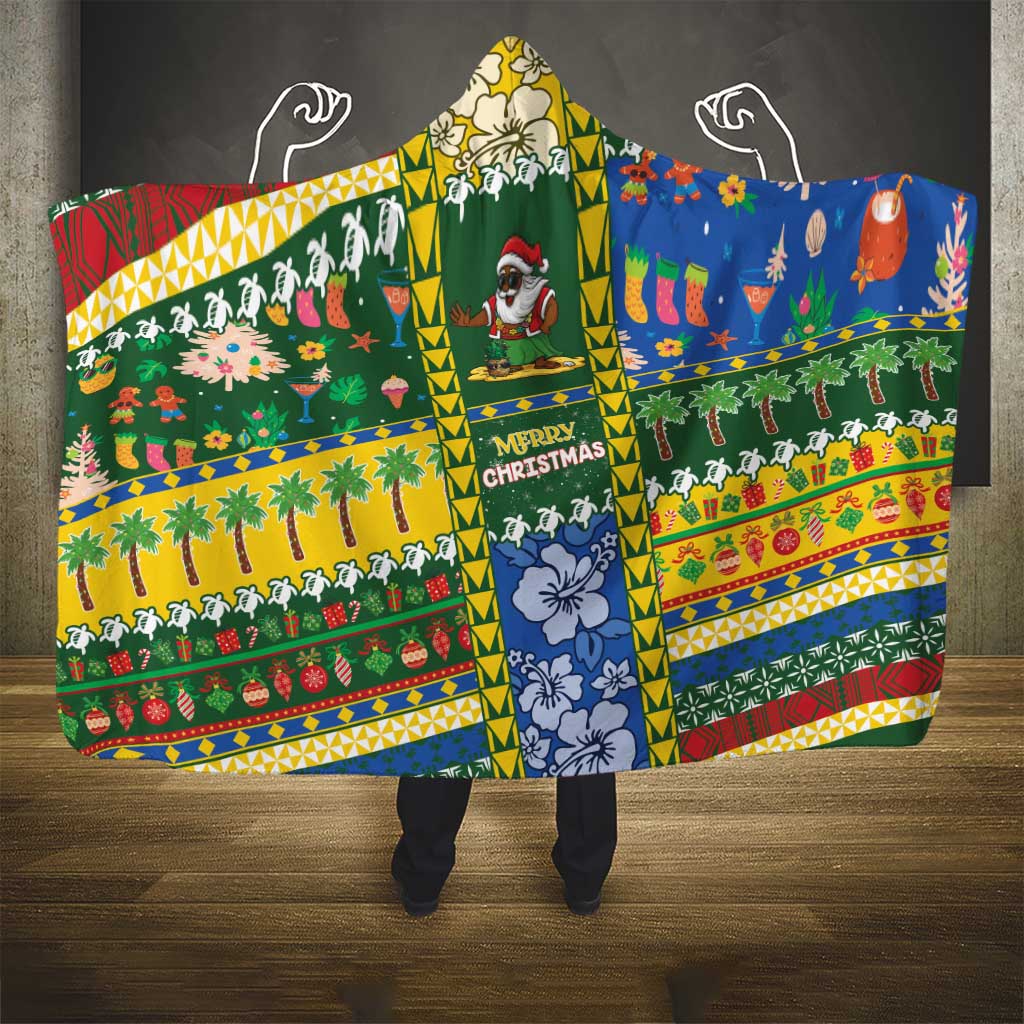 Solomon Islands Christmas Hooded Blanket Festive Beach Vibes LT05 - Polynesian Pride