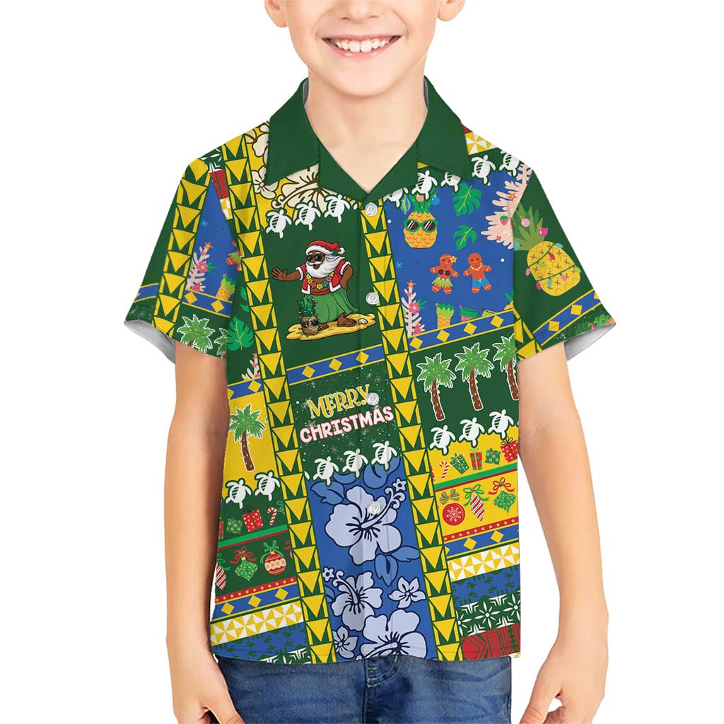 Solomon Islands Christmas Kid Hawaiian Shirt Festive Beach Vibes - Polynesian Pride