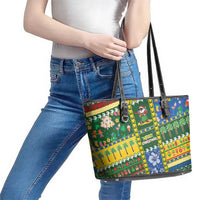 Solomon Islands Christmas Leather Tote Bag Festive Beach Vibes LT05 - Polynesian Pride