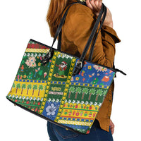 Solomon Islands Christmas Leather Tote Bag Festive Beach Vibes LT05 - Polynesian Pride
