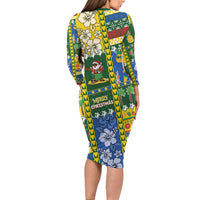 Solomon Islands Christmas Long Sleeve Bodycon Dress Festive Beach Vibes - Polynesian Pride
