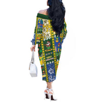 Solomon Islands Christmas Off The Shoulder Long Sleeve Dress Festive Beach Vibes - Polynesian Pride