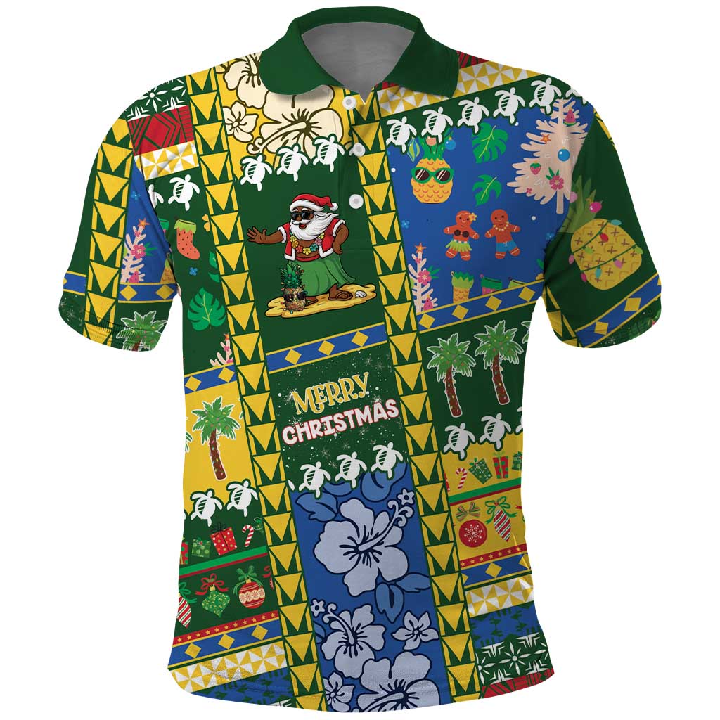Solomon Islands Christmas Polo Shirt Festive Beach Vibes LT05 Green - Polynesian Pride