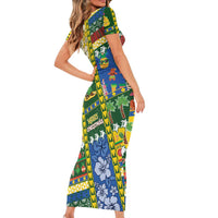 Solomon Islands Christmas Short Sleeve Bodycon Dress Festive Beach Vibes - Polynesian Pride