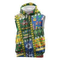 Solomon Islands Christmas Sleeveless Zip Hoodie Festive Beach Vibes LT05 Green - Polynesian Pride