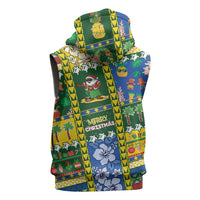 Solomon Islands Christmas Sleeveless Zip Hoodie Festive Beach Vibes LT05 - Polynesian Pride