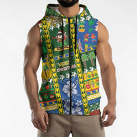 Solomon Islands Christmas Sleeveless Zip Hoodie Festive Beach Vibes LT05 - Polynesian Pride
