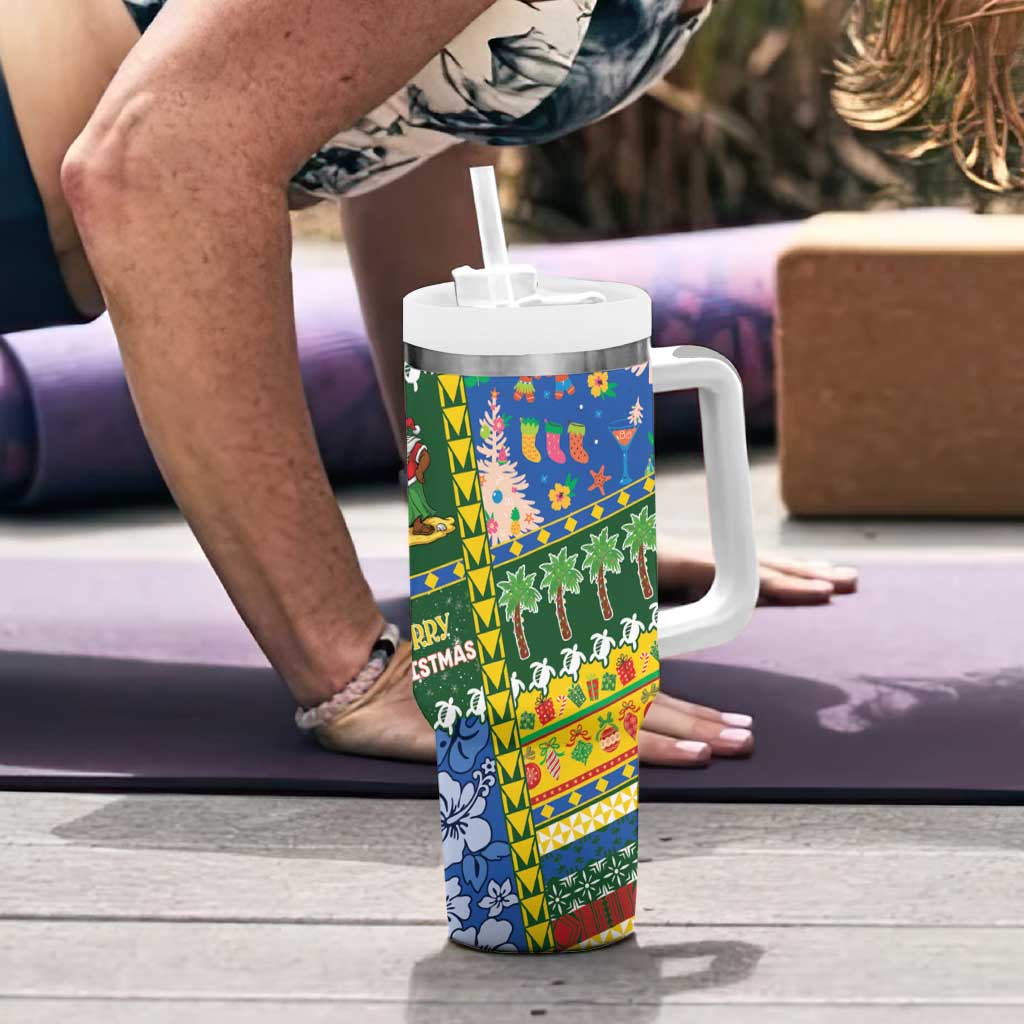 Solomon Islands Christmas Tumbler With Handle Festive Beach Vibes - Polynesian Pride