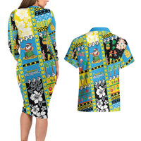 Tuvalu Christmas Couples Matching Long Sleeve Bodycon Dress and Hawaiian Shirt Festive Beach Vibes LT05 - Polynesian Pride