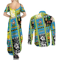Tuvalu Christmas Couples Matching Summer Maxi Dress and Long Sleeve Button Shirt Festive Beach Vibes - Polynesian Pride
