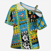 Tuvalu Christmas Cross Shoulder Shirt Festive Beach Vibes - Polynesian Pride
