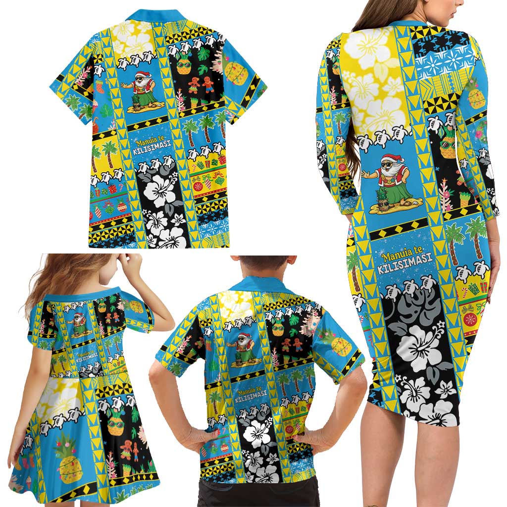 Tuvalu Christmas Family Matching Long Sleeve Bodycon Dress and Hawaiian Shirt Festive Beach Vibes LT05 - Polynesian Pride