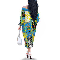 Tuvalu Christmas Family Matching Off The Shoulder Long Sleeve Dress and Hawaiian Shirt Festive Beach Vibes LT05 - Polynesian Pride