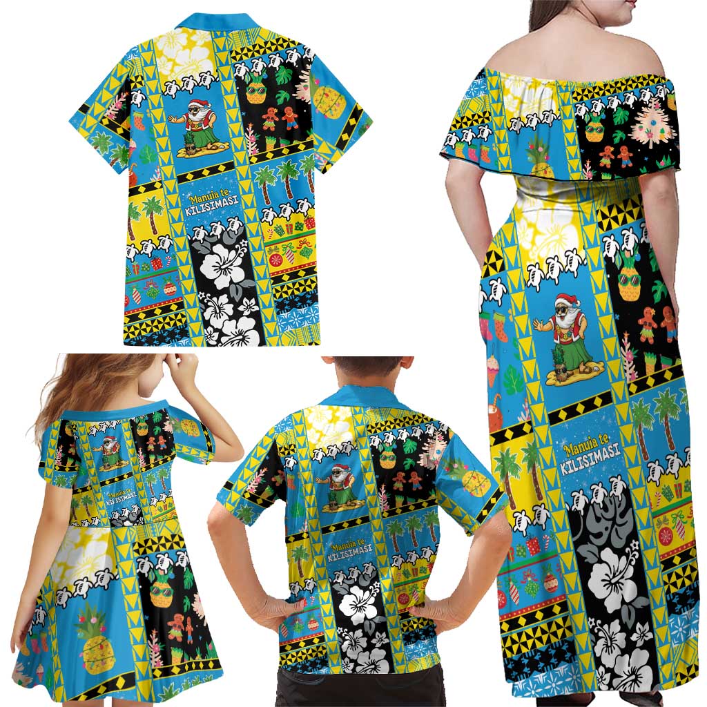 Tuvalu Christmas Family Matching Off Shoulder Maxi Dress and Hawaiian Shirt Festive Beach Vibes LT05 - Polynesian Pride