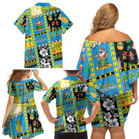 Tuvalu Christmas Family Matching Off Shoulder Short Dress and Hawaiian Shirt Festive Beach Vibes LT05 - Polynesian Pride