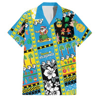 Tuvalu Christmas Family Matching Tank Maxi Dress and Hawaiian Shirt Festive Beach Vibes LT05 Dad's Shirt - Short Sleeve Blue - Polynesian Pride