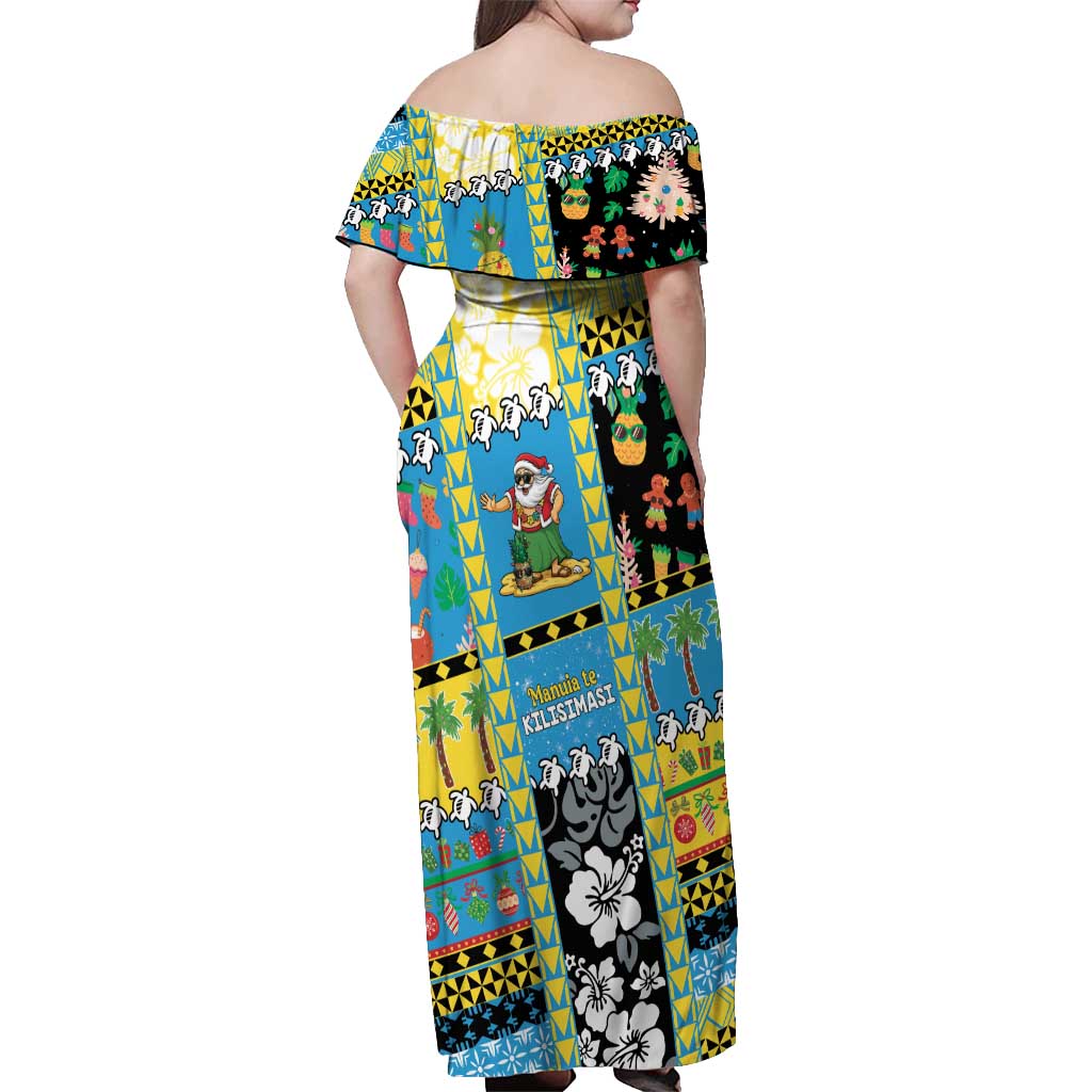 Tuvalu Christmas Off Shoulder Maxi Dress Festive Beach Vibes LT05 - Polynesian Pride